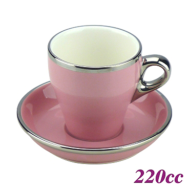 #18 Large Cappuccino Cup w/ Saucer - Pink (HG0844PK)