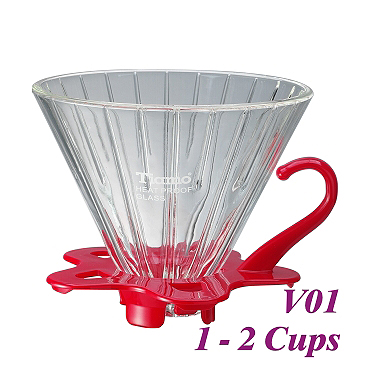 V01 Glass Coffee Dripper - Red (HG5358R)