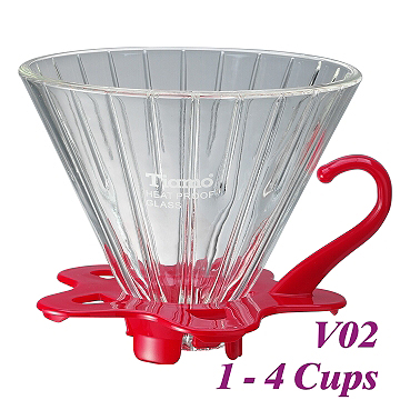 V02 Glass Coffee Dripper - Red (HG5359R)